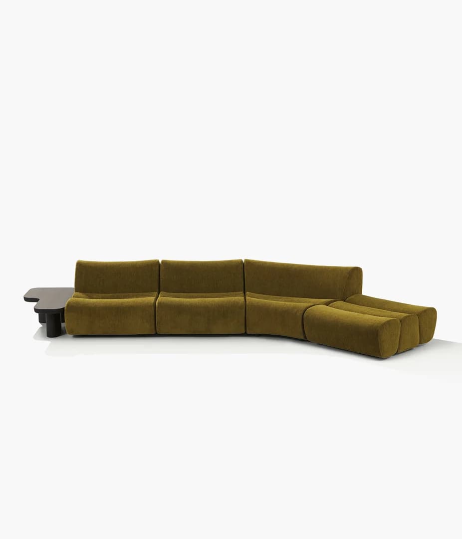 Green velvet modular sofa